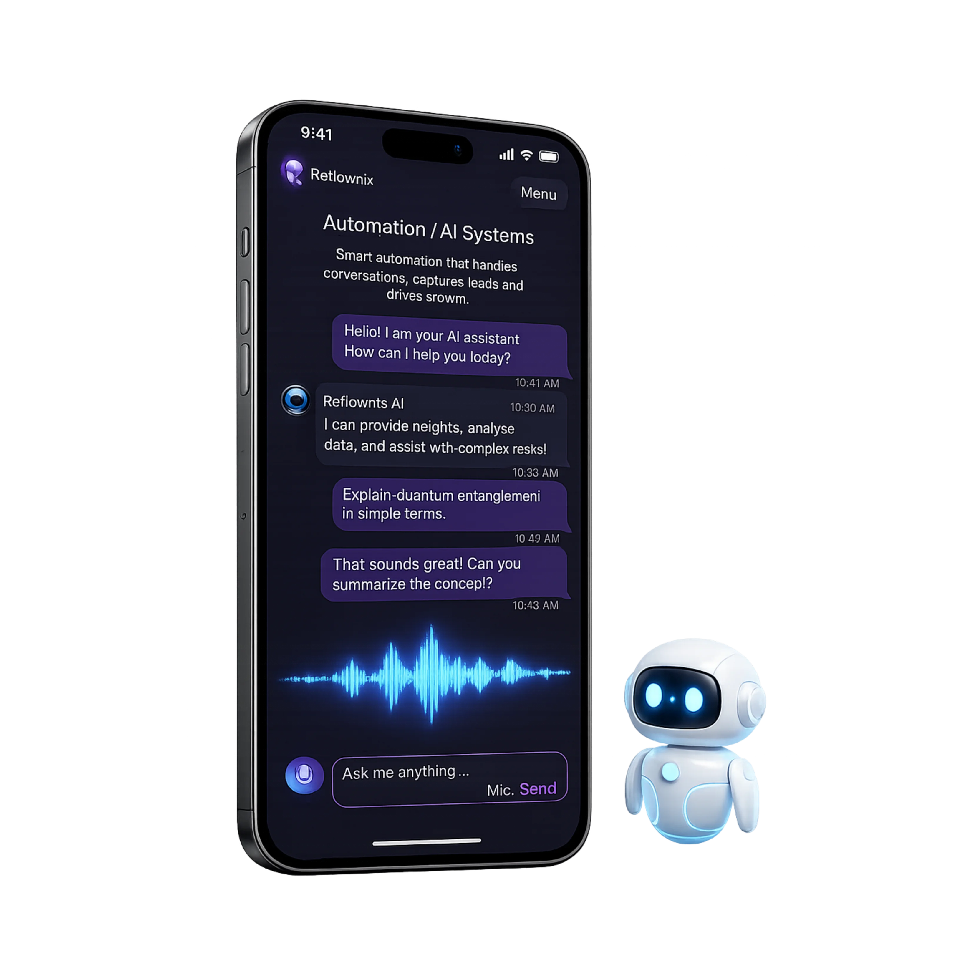 AI Automation and Chatbot Lead Capture Mockup by Reflownix